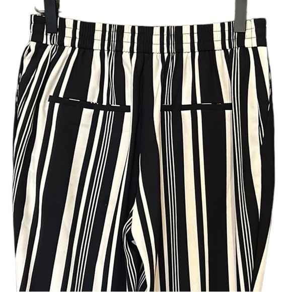 ZARA Basic Black White Stripe Drawstring Trouser Pant XS - Picture 7 of 10
